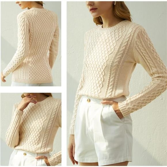 Women Crew Neck Korea Knit Stretchable Elasticity Long Sleeve‎ Sweater Jumper - Picture 4 of 4